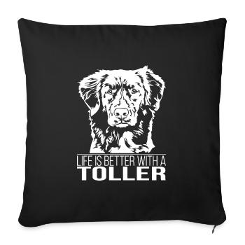 Toller life is better Hundespruch Hundewilsigns - Sofa pillowcase 17,3'' x 17,3'' (45 x 45 cm) - black - Front