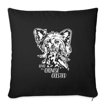 Aimé par un chien chinois à crête Chien Wilsigns - Housse de coussin décorative 45 x 45 cm - noir - Devant