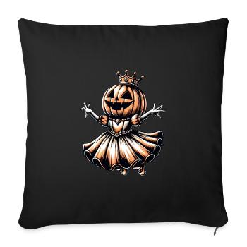Princesse citrouille d’Halloween avec couronne - Housse de coussin décorative 45 x 45 cm - noir - Devant