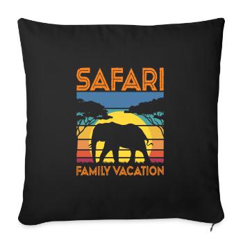 Safari Vacances en famille - Housse de coussin décorative 45 x 45 cm - noir - Devant