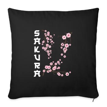 Japanese Cherry Blossom Sakura - Sofa pillowcase 17,3'' x 17,3'' (45 x 45 cm) - black - Front