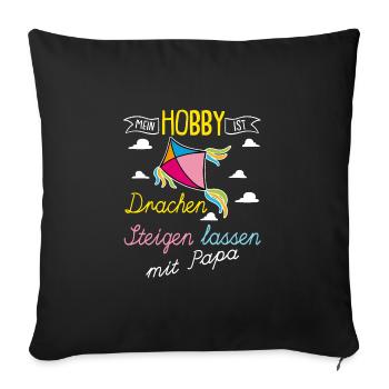 Drachen steigen Kite Flying mit Papa - Sofakissenbezug 45 x 45 cm - Schwarz - Vorne