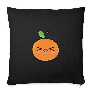 Fruits Orange Mignon Kawaii - Housse de coussin décorative 45 x 45 cm - noir - Devant
