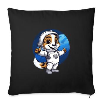 Astronaut Hund erforscht die kosmische Grenze - Sofakissenbezug 45 x 45 cm - Schwarz - Vorne
