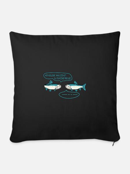 Lustige Fische Was guckst du so? Fischen Angeln - Sofakissenbezug 45 x 45 cm - Schwarz