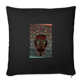 Masque Afrique Histoire afro africaine - Housse de coussin décorative 45 x 45 cm - noir - Devant