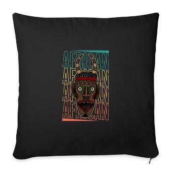 Masque Afrique Histoire afro africaine - Housse de coussin décorative 45 x 45 cm - noir - Devant