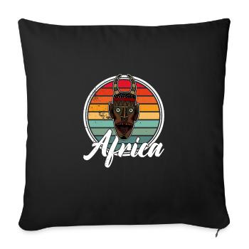 Masque Afrique Histoire afro africaine - Housse de coussin décorative 45 x 45 cm - noir - Devant