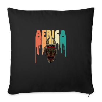 Masque Afrique Histoire afro africaine - Housse de coussin décorative 45 x 45 cm - noir - Devant