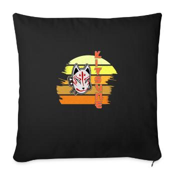 Japanese Tengu Hannya Kitsune Mask - Sofa pillowcase 17,3'' x 17,3'' (45 x 45 cm) - black - Front