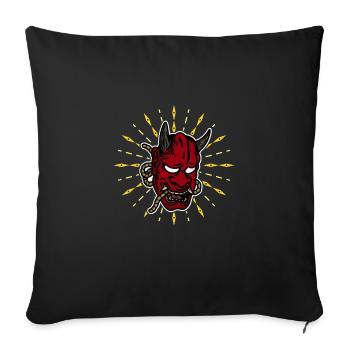 Japanese Tengu Hannya Kitsune Mask - Sofa pillowcase 17,3'' x 17,3'' (45 x 45 cm) - black - Front