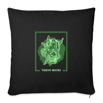Japanese Tengu Hannya Kitsune Mask - Sofa pillowcase 17,3'' x 17,3'' (45 x 45 cm) - black - Front