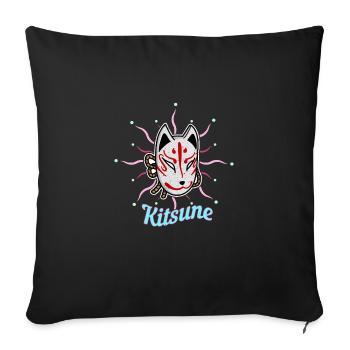 Japanese Tengu Hannya Kitsune Mask - Sofa pillowcase 17,3'' x 17,3'' (45 x 45 cm) - black - Front