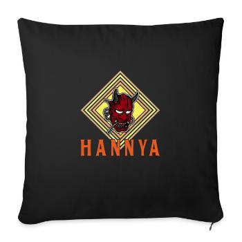 Japanese Tengu Hannya Kitsune Mask - Sofa pillowcase 17,3'' x 17,3'' (45 x 45 cm) - black - Front