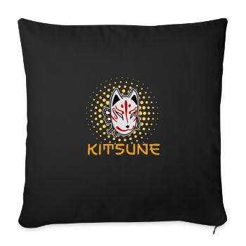 Japanese Tengu Hannya Kitsune Mask - Sofa pillowcase 17,3'' x 17,3'' (45 x 45 cm) - black - Front