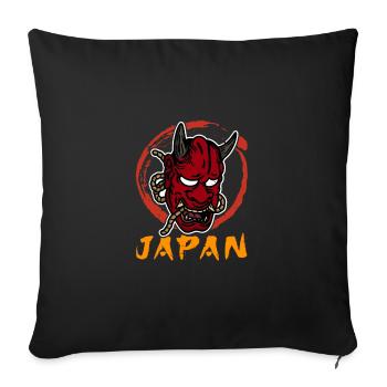 Japanese Tengu Hannya Kitsune Mask - Sofa pillowcase 17,3'' x 17,3'' (45 x 45 cm) - black - Front