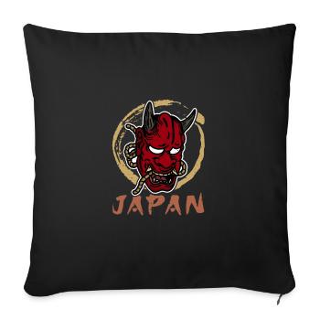 Japanese Tengu Hannya Kitsune Mask - Sofa pillowcase 17,3'' x 17,3'' (45 x 45 cm) - black - Front