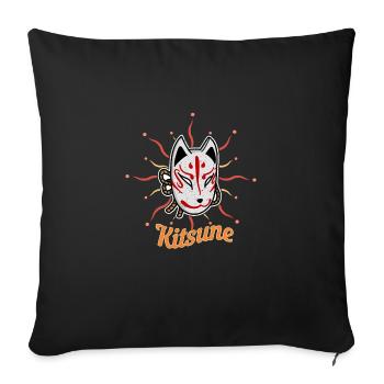 Japanese Tengu Hannya Kitsune Mask - Sofa pillowcase 17,3'' x 17,3'' (45 x 45 cm) - black - Front