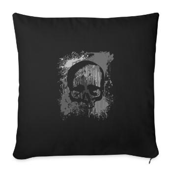 Skull on color spots | Skull splotches - Sofa pillowcase 17,3'' x 17,3'' (45 x 45 cm) - black - Front