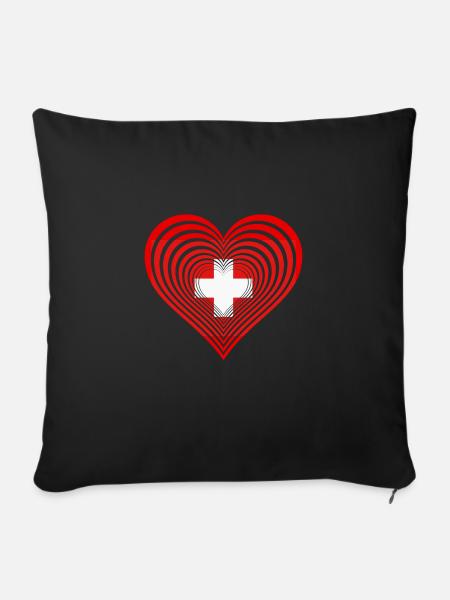 Schweiz Swiss - Sofakissenbezug 45 x 45 cm - Schwarz