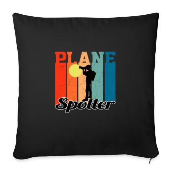 Plane Spotter - Vintage Gift Airplane - Sofa pillowcase 17,3'' x 17,3'' (45 x 45 cm) - black - Front