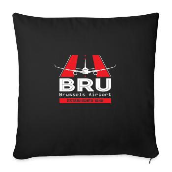 BRU Brussels Airport Belgique - Conception d’avions - Housse de coussin décorative 45 x 45 cm - noir - Devant