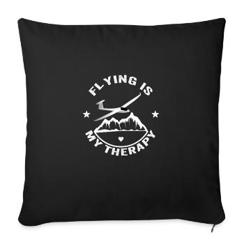 Flying is my therapy - Gift Pilot - Sofa pillowcase 17,3'' x 17,3'' (45 x 45 cm) - black - Front