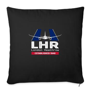 LHR Londres Heathrow Airport UK - Conception d’avion - Housse de coussin décorative 45 x 45 cm - noir - Devant