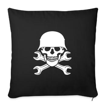 SKULL WAR HELMET WRENCH TOOL LOGO - Sofa pillowcase 17,3'' x 17,3'' (45 x 45 cm) - black - Front