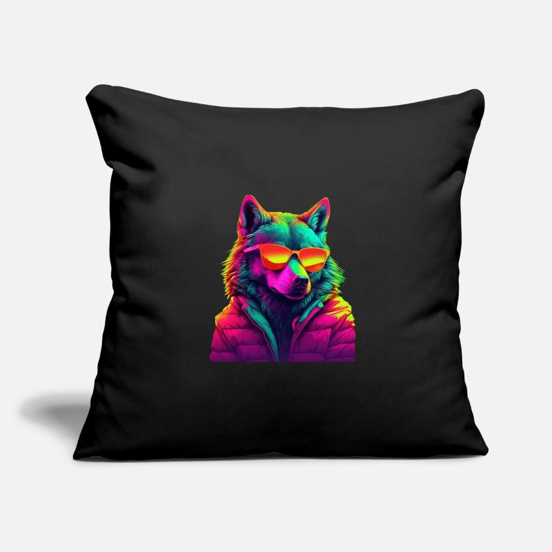 Wolf with Sunglasses Wolves Predator Nature Forest Sofa pillowcase 17,3'' x 17,3'' (45 x 45 cm)