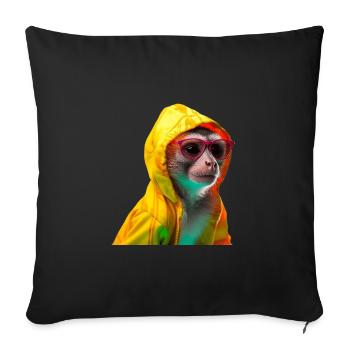 Squirrel Monkey with Sunglasses Colorful Cool Monkeys - Sofa pillowcase 17,3'' x 17,3'' (45 x 45 cm) - black - Front