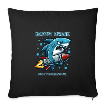 Rocket Shark Drôles D’animaux - Housse de coussin décorative 45 x 45 cm - noir - Devant