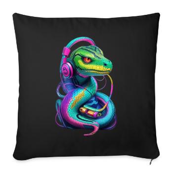 snake graffiti music - Housse de coussin décorative 45 x 45 cm - noir - Devant
