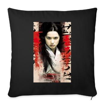Japan Tradition Japanisch Kultur Frau - Sofakissenbezug 45 x 45 cm - Schwarz - Vorne