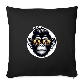 Affe Brille Palmen - Sofakissenbezug 45 x 45 cm - Schwarz - Vorne