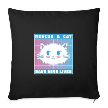Rescue A Cat Save Nine Lives Cat Owner Animals Kit - Sofakissenbezug 45 x 45 cm - Schwarz - Vorne