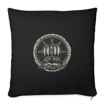 Viking Longship - Dragon Boat - Sofa pillowcase 17,3'' x 17,3'' (45 x 45 cm) - black - Front