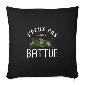 J'peux pas j'ai battue chasse chasseur sanglier - Housse de coussin décorative 45 x 45 cm - noir - Devant