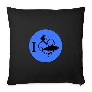 eisangeln angeln eisangler winterfischen - Sofakissenbezug 45 x 45 cm - Schwarz - Vorne