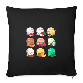 Crème glacée, crème glacée, crème glacée, crème glacée, boule, crème glacée, sundae - Housse de coussin décorative 45 x 45 cm - noir - Devant