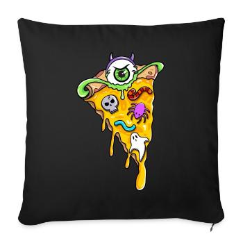 Creepy Horror Pizza Slices Skull Spider - Sofa pillowcase 17,3'' x 17,3'' (45 x 45 cm) - black - Front