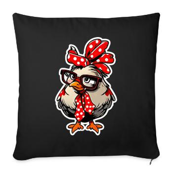 Sweet Chicken With Bandana Headband Glasses Girl - Sofa pillowcase 17,3'' x 17,3'' (45 x 45 cm) - black - Front