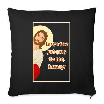 Peeking Jesus - Laisse-moi juger, chérie ! - Housse de coussin décorative 45 x 45 cm - noir - Devant