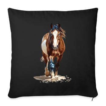 Pferd - Sofakissenbezug 45 x 45 cm - Schwarz - Vorne