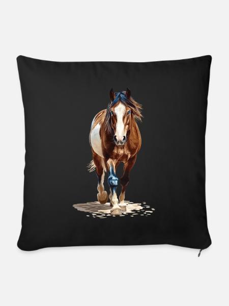 Pferd - Sofakissenbezug 45 x 45 cm - Schwarz