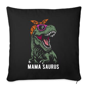Maman Saurus - T-Rex - Tyrannosaure - Cadeau - Housse de coussin décorative 45 x 45 cm - noir - Devant