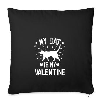 Mon chat est l'amour de ma chérie - Housse de coussin décorative 45 x 45 cm - noir - Devant