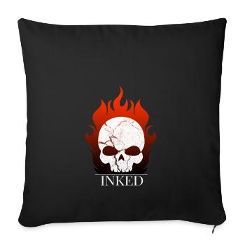flaming skull skull tattoo gift - Sofa pillowcase 17,3'' x 17,3'' (45 x 45 cm) - black - Front