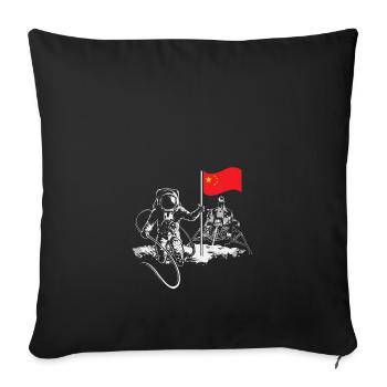 China is conquering space - Sofa pillowcase 17,3'' x 17,3'' (45 x 45 cm) - black - Front