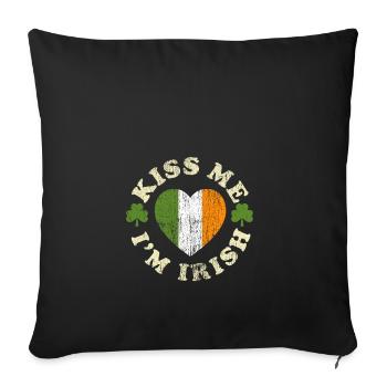 Küss mich irisch vintage Kleeblatt Irland Geschenk - Sofakissenbezug 45 x 45 cm - Schwarz - Vorne